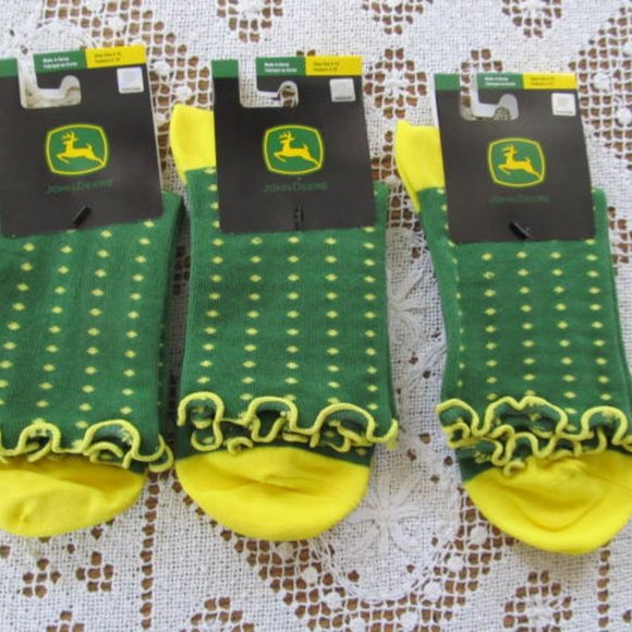 John Deere Socks NWT Ruffle edge socks Green & Yellow NWT Socks - Picture 2 of 2